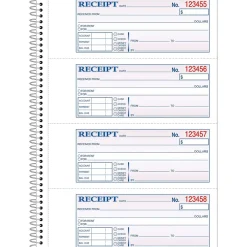 Accounting & Record Journals*Adams ® Carbonless Receipt Book, 3" x 8", 2-Part, 200 Sets/Book (SC1182)