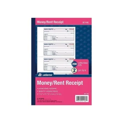 Business Forms*Adams 2-Part Carbonless Receipts, 2.75"L x 7.13"W, 200 Sets/Book (DC1182)