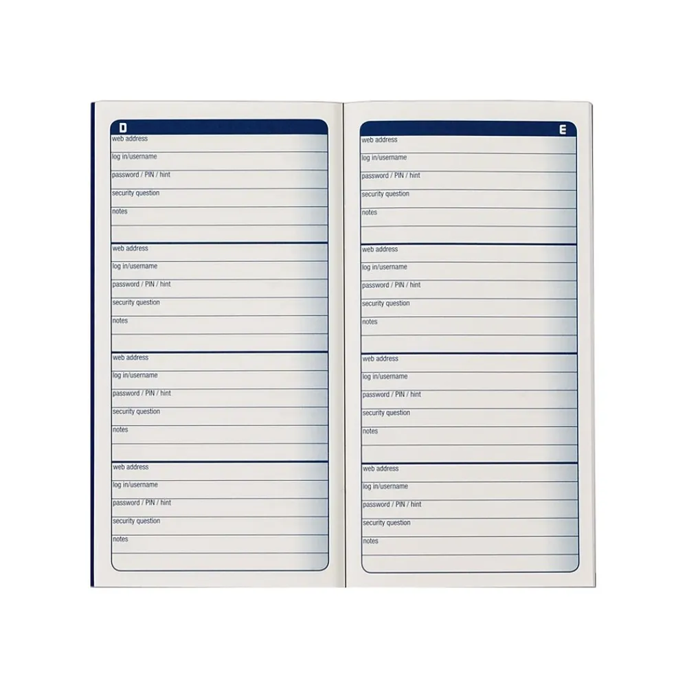 Accounting & Record Journals*Adams Password Journal, 3.25" x 6.25", 48 Pages, Navy (APJ99)