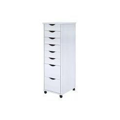 Storage Cabinets*Adeptus 40.28" Solid Pine Roll Cabinet with 8 Drawers, Whitewash (76183)