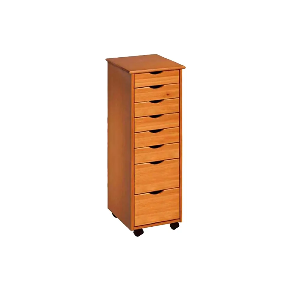 Storage Cabinets*Adeptus 40.28" Solid Pine Roll Cart with 8 Drawers, Medium Pine (76156)