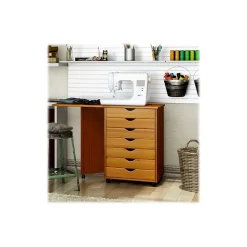 File Cabinets*Adeptus Drop Leaf 7-Drawer Vertical File Cabinet, Mobile, Specialty, Medium Pine, 15