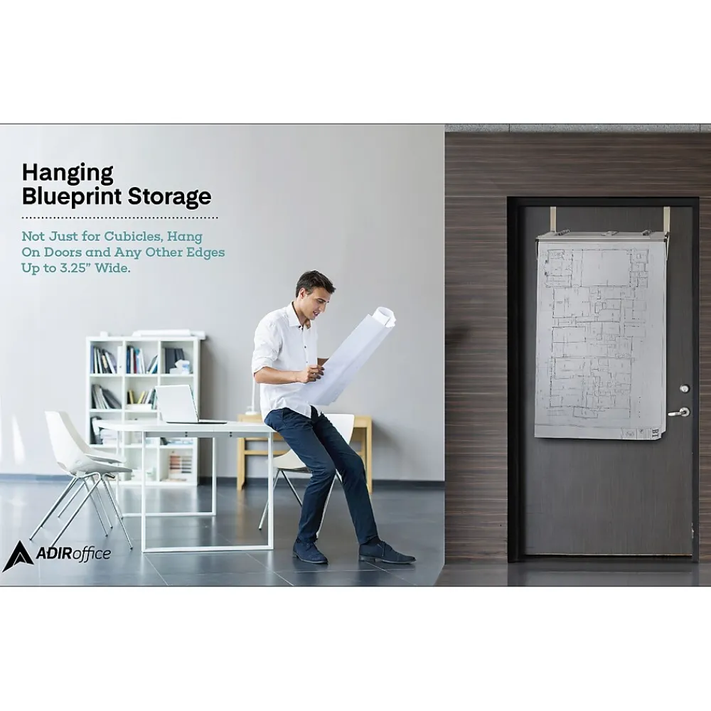 Storage Cabinets*AdirOffice 18.25'' Steel Blueprint Storage Cubicle Wall Rack, Grey (618-GRY)