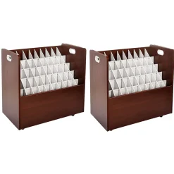 File Cabinets*AdirOffice 50-Slot Mobile Roll File, 28.5"H x 30"W x 15.75"D, Mahogany (626-MA-2PK)
