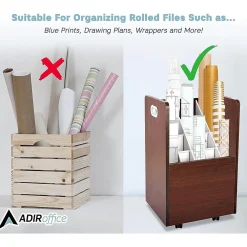 File Cabinets*AdirOffice 20-Slot Mobile Roll File, Lockable, 24.75