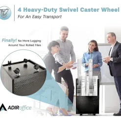 File Cabinets*AdirOffice 20-Slot Mobile Roll File, Lockable, 24.75