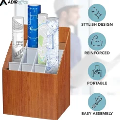 File Cabinets*AdirOffice 12-Slot Roll File Box, Walnut, 22