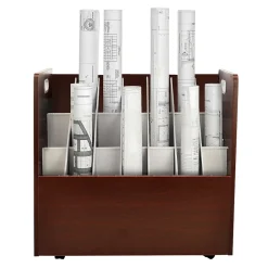 File Cabinets*AdirOffice 21-Slot Roll File, Lockable, 28.5"H x 30"W x 15.75"D, Mahogany (625-MA-KIT1)