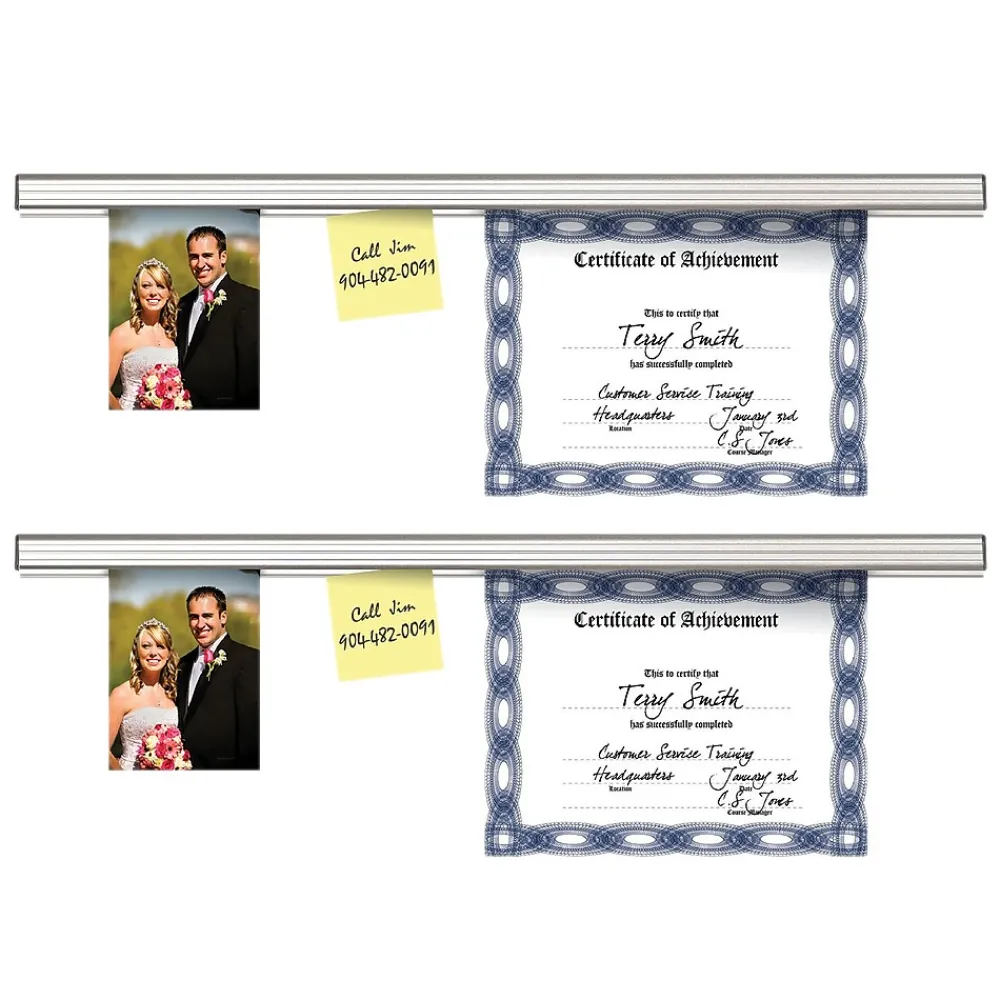 Bulletin*Advantus Grip-a-Strip Display Rail, 9 Inch, Satin, Medium Size, Pack of 2 (AVT1500-2)