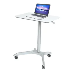 Standing Desks*Seville Classics AIRLIFT XL Pneumatic Sit-Stand Mobile Desk Cart, Height-Adjustable from 27.1 to 41.9, White