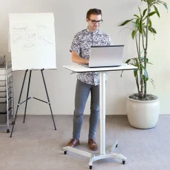 Standing Desks*Seville Classics AIRLIFT XL Pneumatic Sit-Stand Mobile Desk Cart, Height-Adjustable from 27.1 to 41.9, White