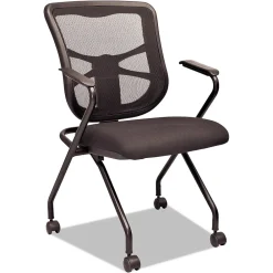 Folding & Stacking*Alera Elusion Series Fixed Arm Fabric Nesting Chair, Black, 2/Carton (ALEEL4914)