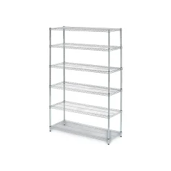 Shelving*Alera 6-Shelf Commercial Wire Shelving Kit, 72"H x 48"W x 18"D, Silver (ALESW664818SR)