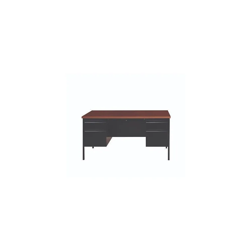 Corner Desks*Alera 60"W Double Pedestal Desk, Mocha/Black (ALEHSD6030BM)
