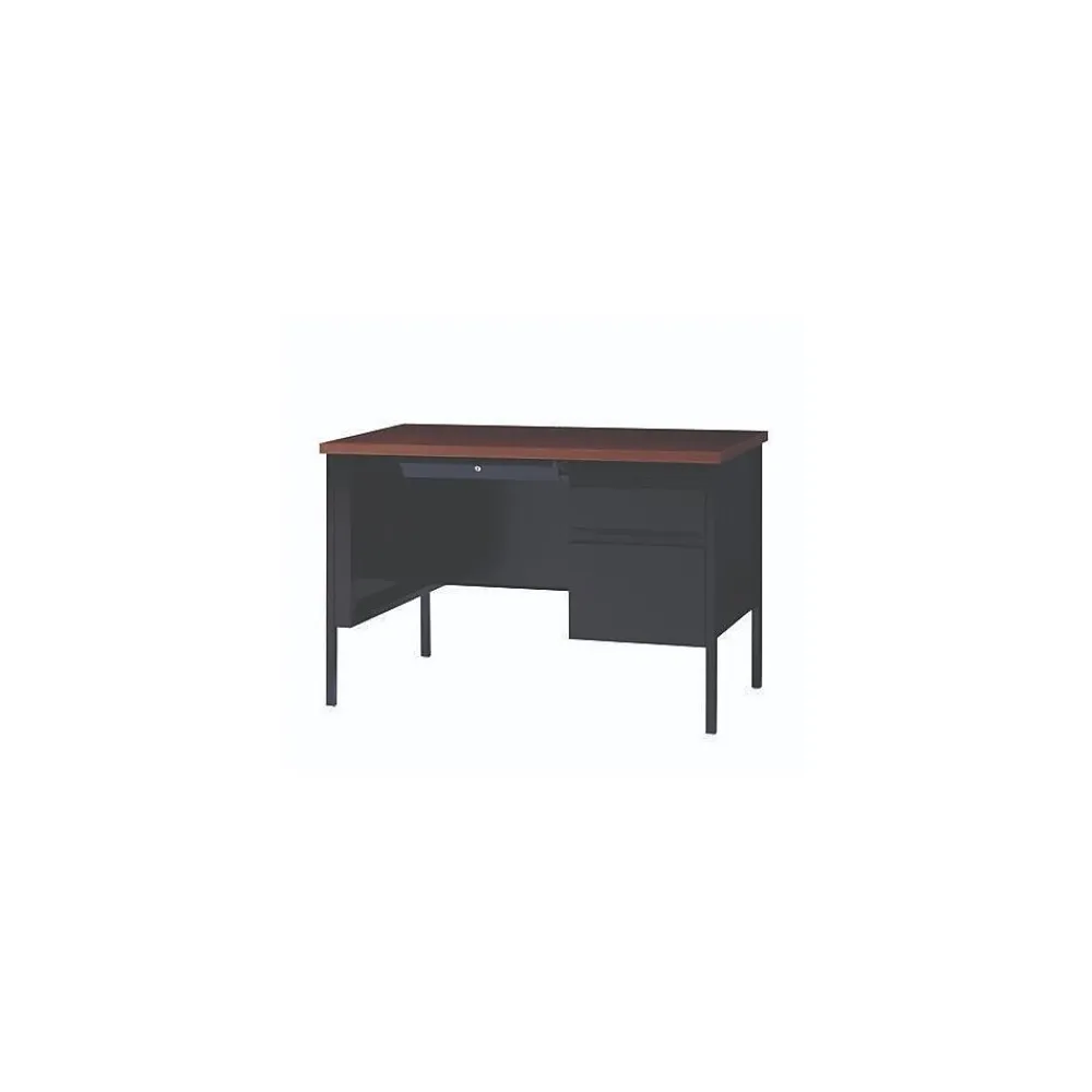 Corner Desks*Alera 45"W Single Pedestal Desk, Mocha/Black (ALEHSD4524BM)