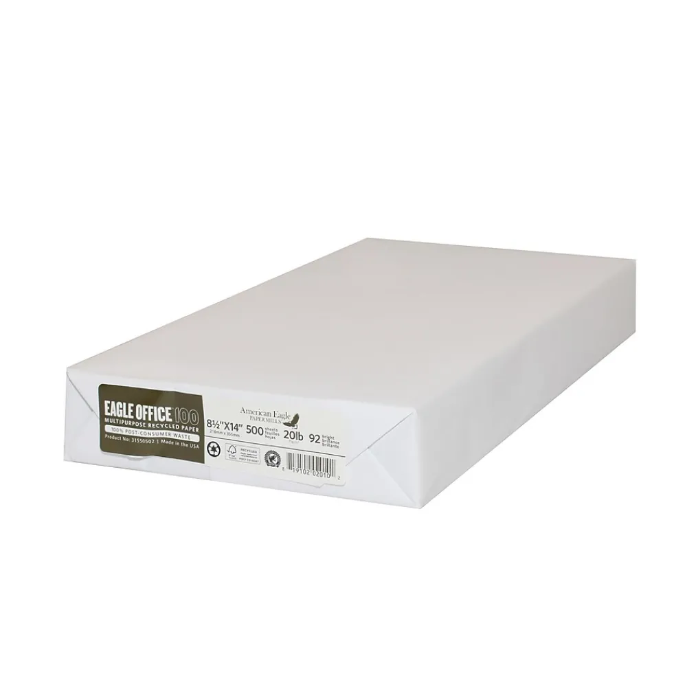 Multipurpose Paper*American Eagle 100% Recycled 8.5" x 14" Multipurpose Paper, 20 lbs., White, 500 Sheets/Ream (31550502)