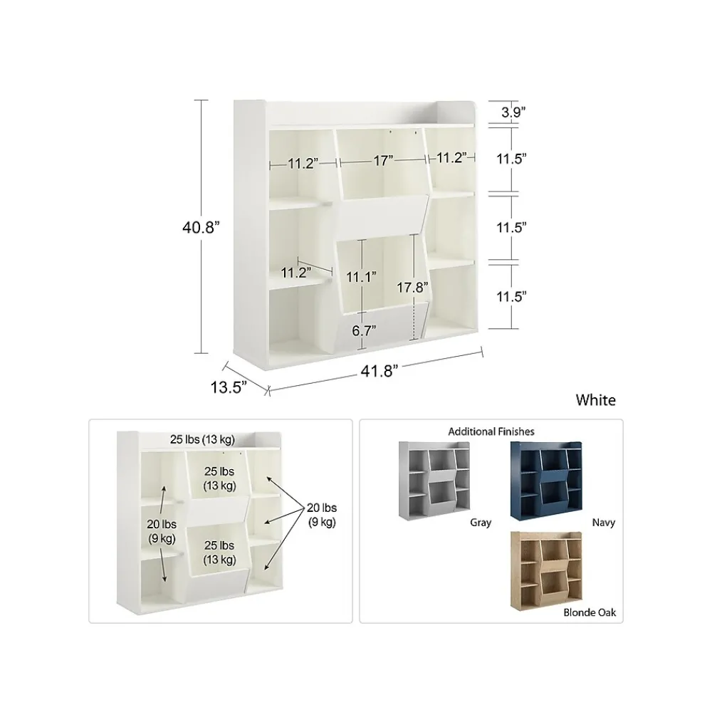 Bookcases*Ameriwood Tyler 40.8"H 9-Shelf Bookcase, White Particle Board (4865013COM)