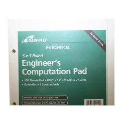 Classroom Paper*Ampad ® Computation Pad, Quad Ruled, 11" x 8 1/2", Green (42-142)