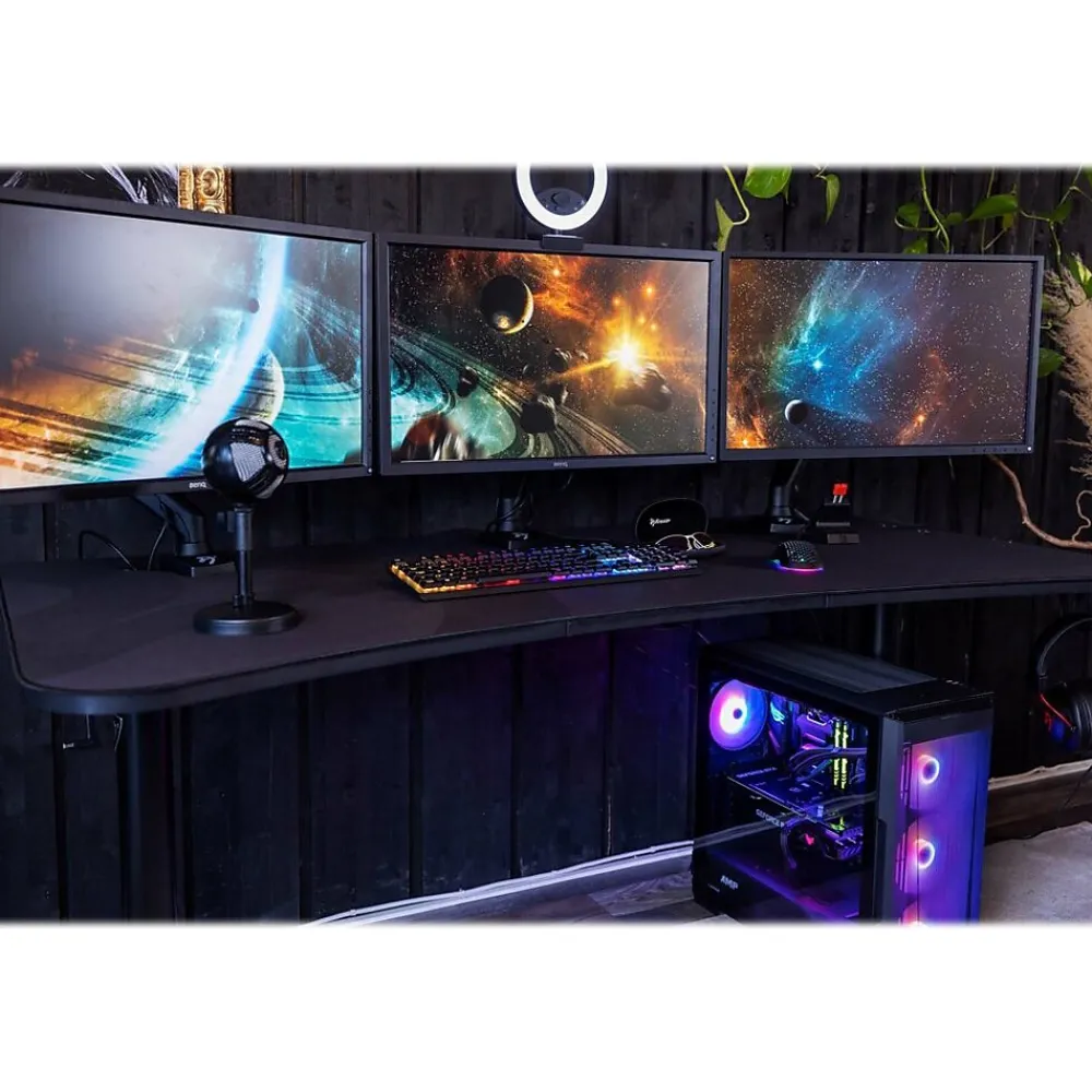 Computer Desks*Arozzi Arena 63"W Gaming Desk, Dark Gray (ARENA-NA-DARK-GREY)