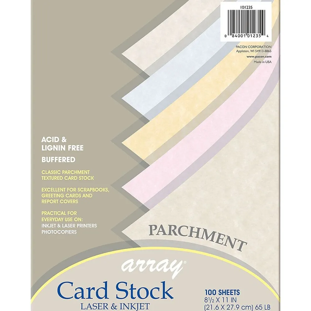 Card Stock*Array 65 lb. Cardstock Paper, 8.5" x 11", Assorted Colors, 100 Sheets/Pack (101235)