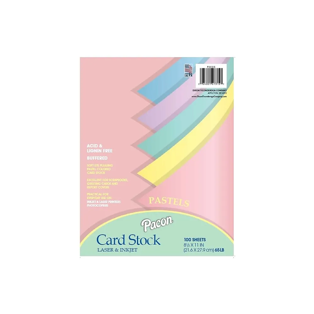 Card Stock*Array 65 lb. Cardstock Paper, 8.5" x 11", Assorted Colors, 100 Sheets/Pack (101315)
