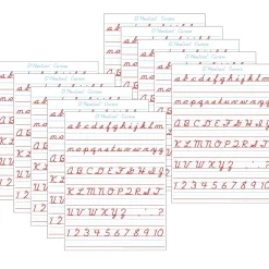 Dry Erase*Ashley Productions® Smart Poly® PosterMat Pals® Space Savers D'Nealian Cursive, 13" x 9.5", Pack of 10 (ASH97010)