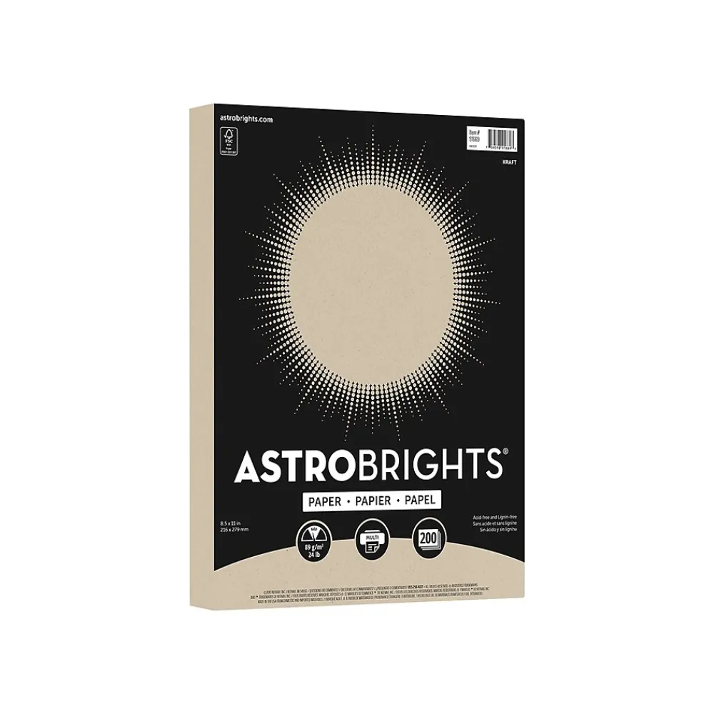 Multipurpose Paper*Astrobrights 8.5" x 11", Colored Paper, 24 lbs., Kraft, 200 Sheets/Pack (91669)