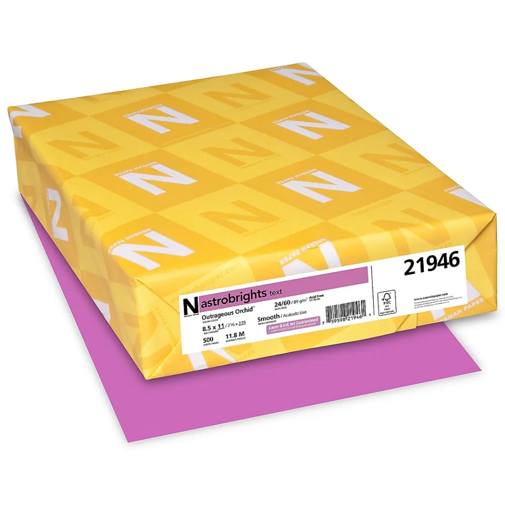 Multipurpose Paper*Astrobrights Colored Paper, 24 lbs., 8.5" x 11", , 500 Sheets/Ream (21946) Outrageous Orchid