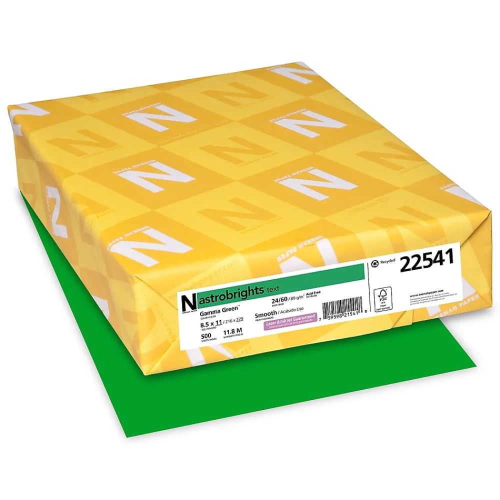 Multipurpose Paper*Astrobrights Colored Paper, 24 lbs., 8.5" x 11", Gamma Green, 500 Sheets/Ream (22541)