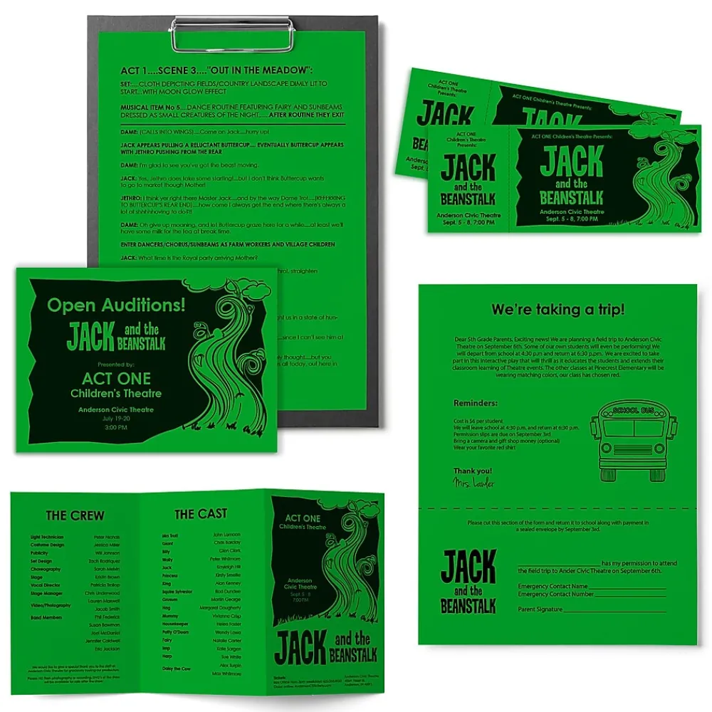 Multipurpose Paper*Astrobrights Colored Paper, 24 lbs., 8.5" x 11", Gamma Green, 500 Sheets/Ream (22541)