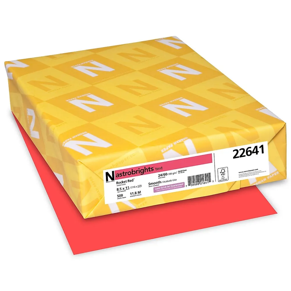 Multipurpose Paper*Astrobrights Colored Paper, 24 lbs., 8.5" x 11", Rocket Red, 500 Sheets/Ream (22641)