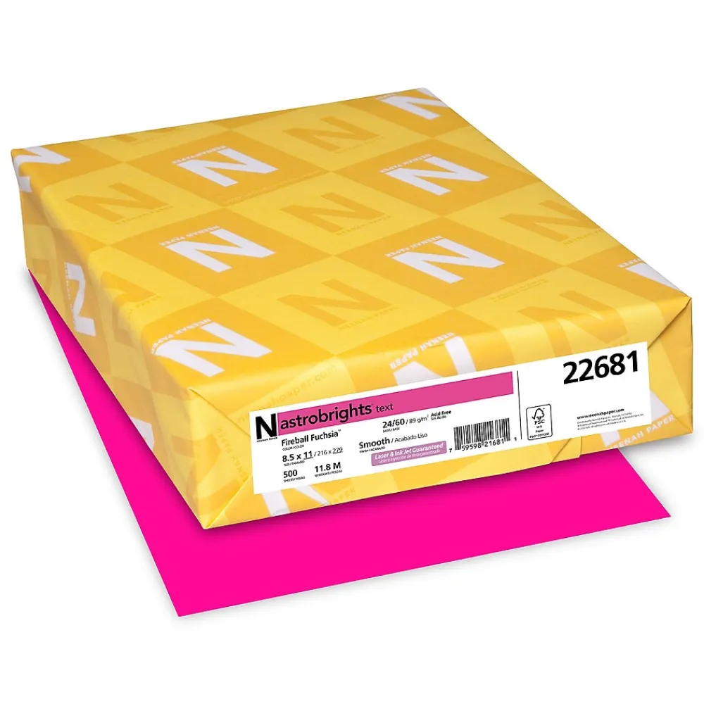 Multipurpose Paper*Astrobrights Colored Paper, 24 lbs., 8.5" x 11", Fireball Fuchsia, 500 Sheets/Ream (22681/21688)