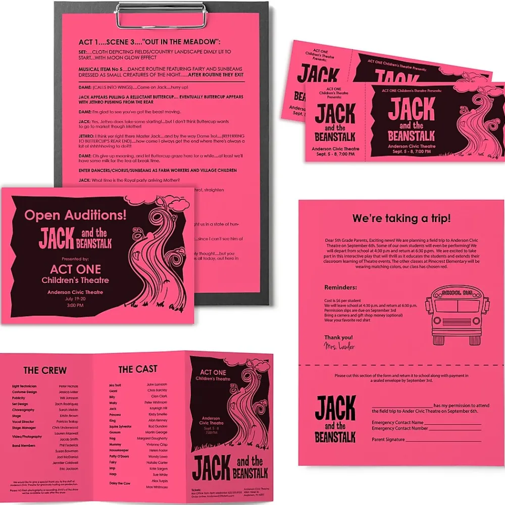 Multipurpose Paper*Astrobrights Colored Paper, 24 lbs., 8.5" x 11", Plasma Pink, 500 Sheets/Ream (22119)