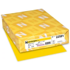 Copy Paper*Astrobrights Colored Paper, 24 lbs., 8.5" x 11", Sunburst Yellow, 500 Sheets/Ream (WAU22591)