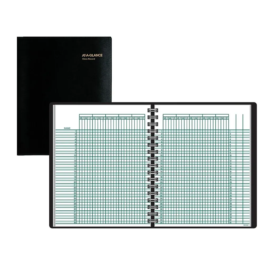 Accounting & Record Journals*AT-A-GLANCE Academic Class Record Book, Undated, 8-1/4" x 10-7/8", Black (80-150-05)