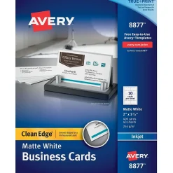 Business Cards*Avery Clean Edge Business Cards, 2" x 3 1/2", Matte White, 400 Per Pack (8877)