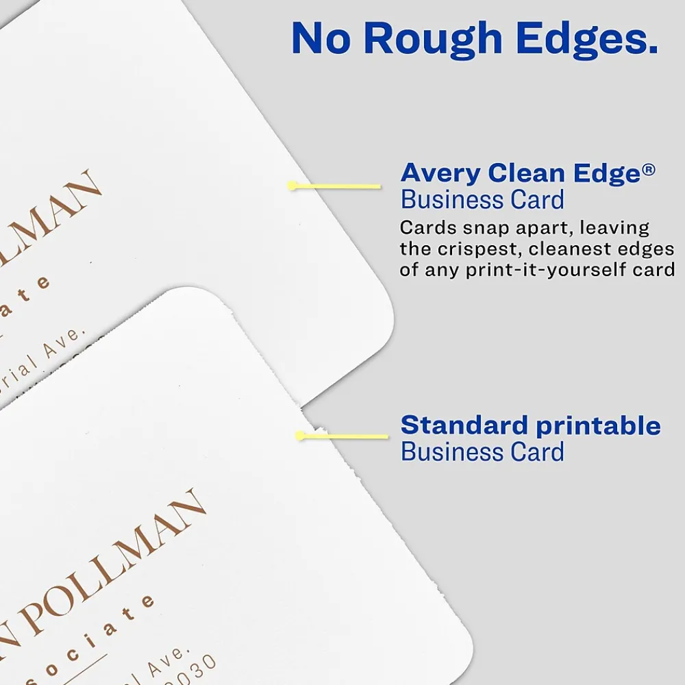 Business Cards*Avery Clean EdgeBusiness Cards, 2.5" x 2.5", White, 9 Cards/Sheet, 180 Cards/Pack (35702)