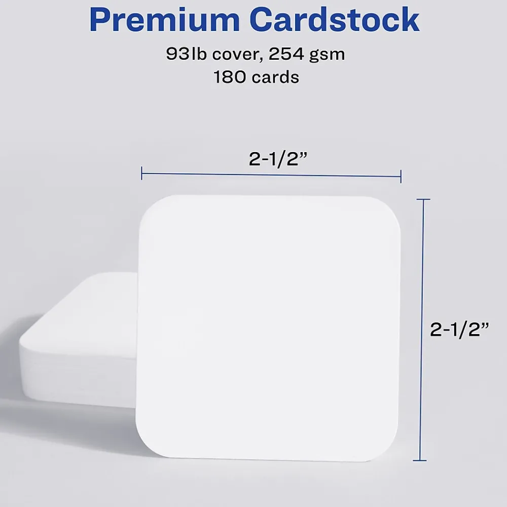 Business Cards*Avery Clean EdgeBusiness Cards, 2.5" x 2.5", White, 9 Cards/Sheet, 180 Cards/Pack (35702)