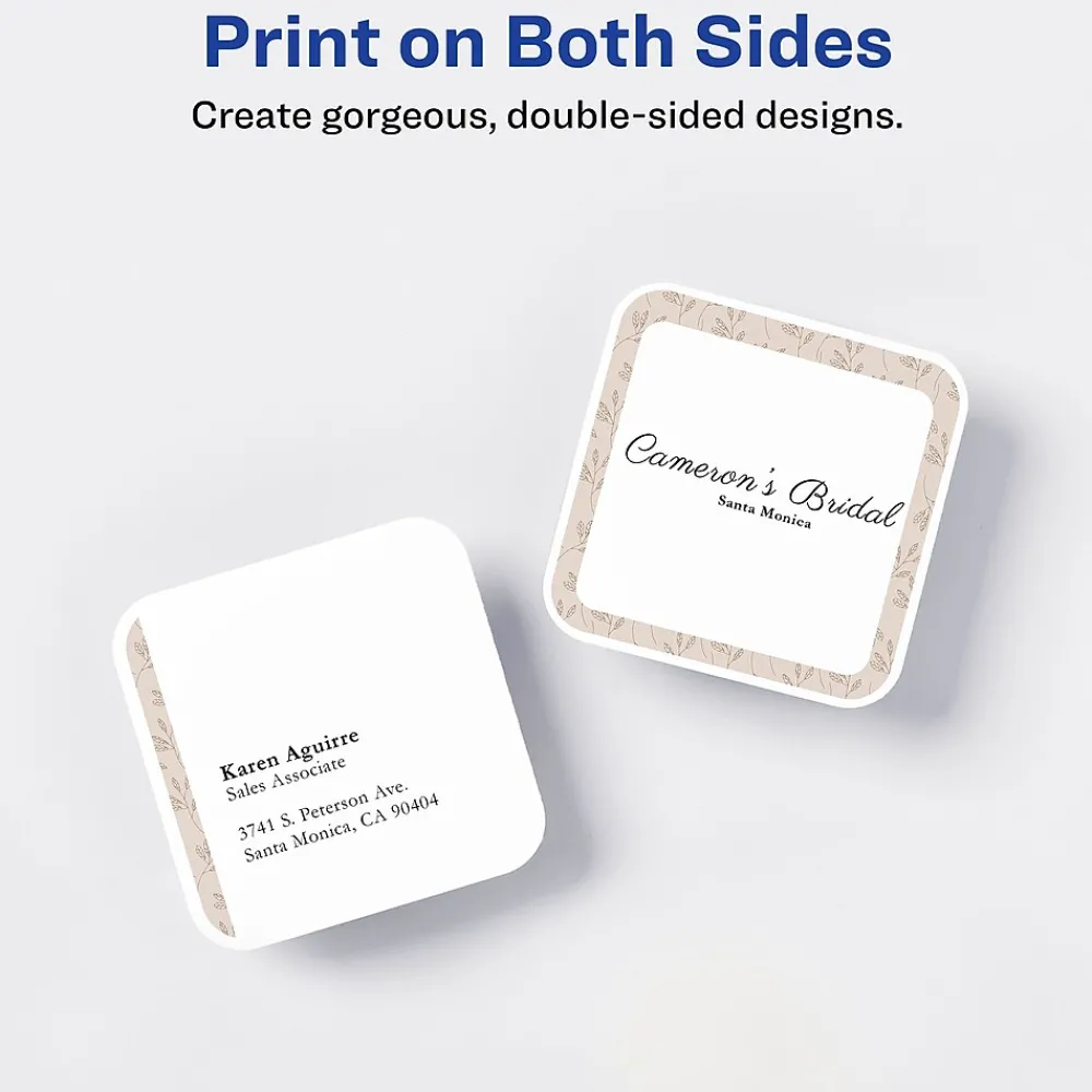 Business Cards*Avery Clean EdgeBusiness Cards, 2.5" x 2.5", White, 9 Cards/Sheet, 180 Cards/Pack (35702)