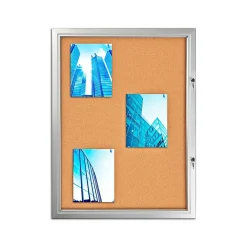 Bulletin*Azar Cork Enclosed Bulletin Board, Aluminum Frame, 42.32