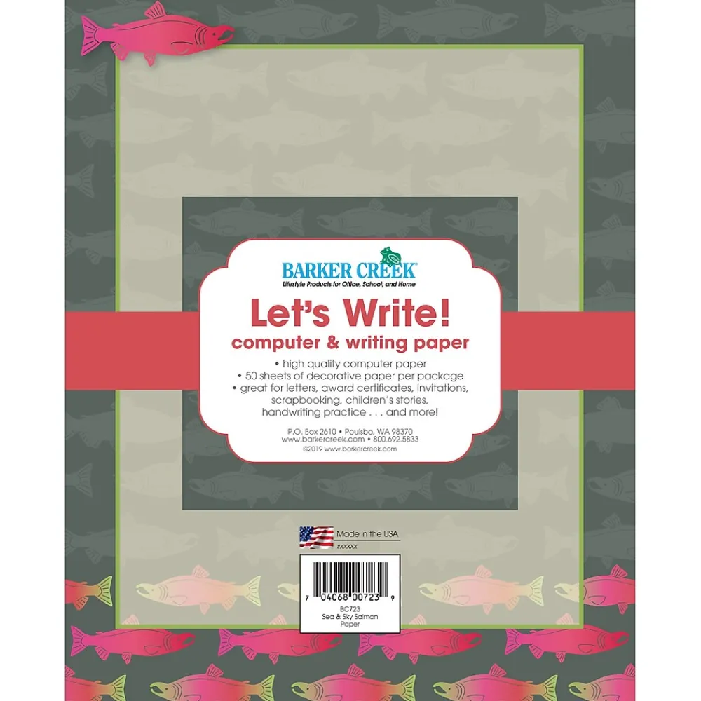 Classroom Paper*Barker Creek 8 1/2" x 11" Printer Paper, Salmon 50 per package (BC723)