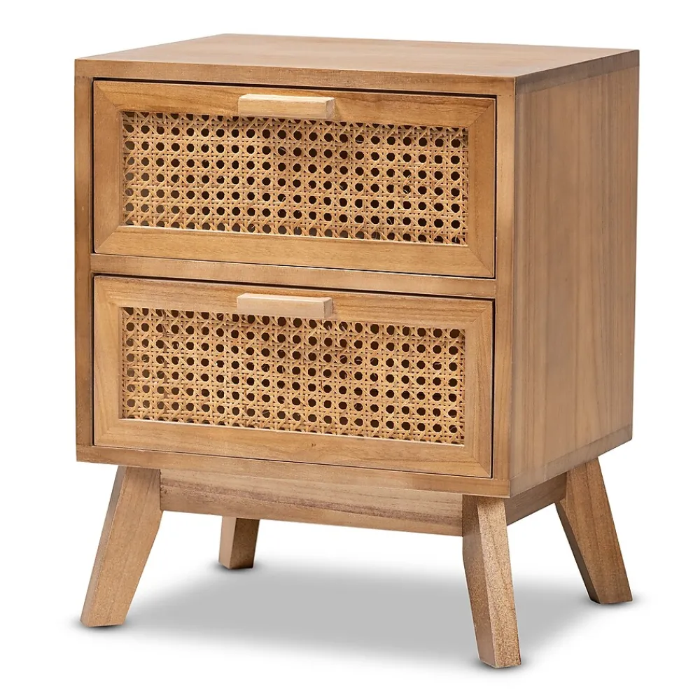 Storage Cabinets*Baxton Studio Baden 19.7" High 2-Drawer Nightstand, Natural Brown and Walnut Brown (201-12260-HiT)