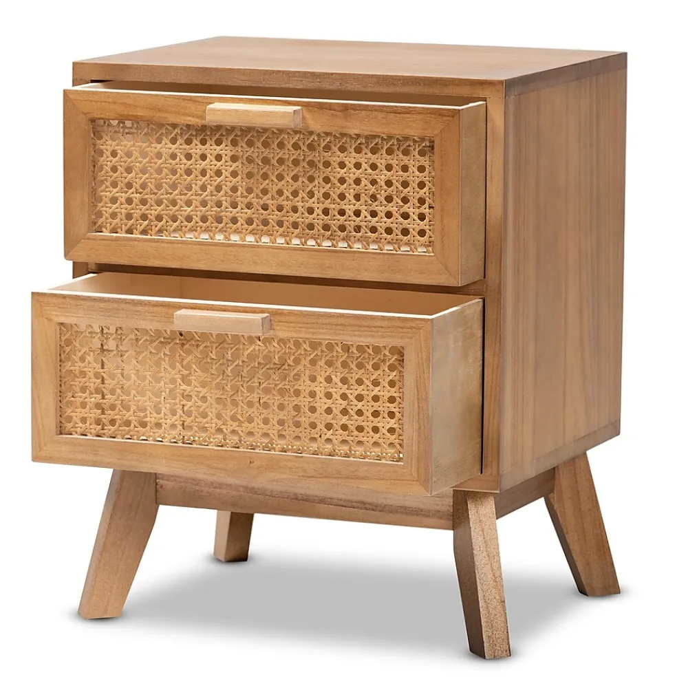 Storage Cabinets*Baxton Studio Baden 19.7" High 2-Drawer Nightstand, Natural Brown and Walnut Brown (201-12260-HiT)