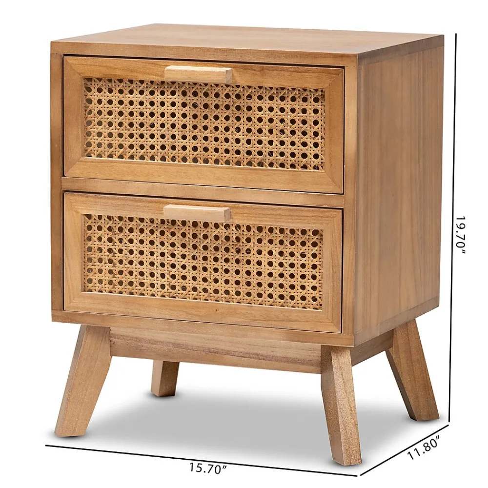 Storage Cabinets*Baxton Studio Baden 19.7" High 2-Drawer Nightstand, Natural Brown and Walnut Brown (201-12260-HiT)