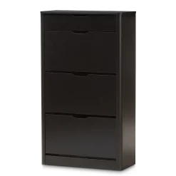 Storage Cabinets*Baxton Studio Cayla 47" High Shoe Cabinet, Black (2633-7712-STPL)