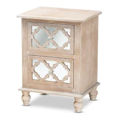 Storage Cabinets*Baxton Studio Celia 26.38" High 2-Drawer Nightstand, Natural and Mirror (162-10263-HiT)