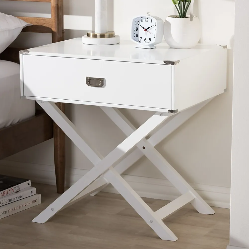 Storage Cabinets*Baxton Studio Curtice 28" High Nightstand, White (2633-7629-STPL)