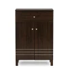 Storage Cabinets*Baxton Studio Felda 35" High Wood Shoe Cabinet with Three Shelves, Dark Brown (2633-6497-STPL)