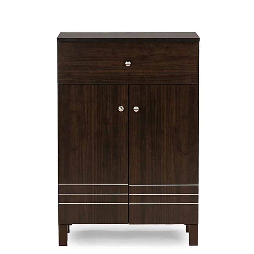 Storage Cabinets*Baxton Studio Felda 35" High Wood Shoe Cabinet with Three Shelves, Dark Brown (2633-6497-STPL)