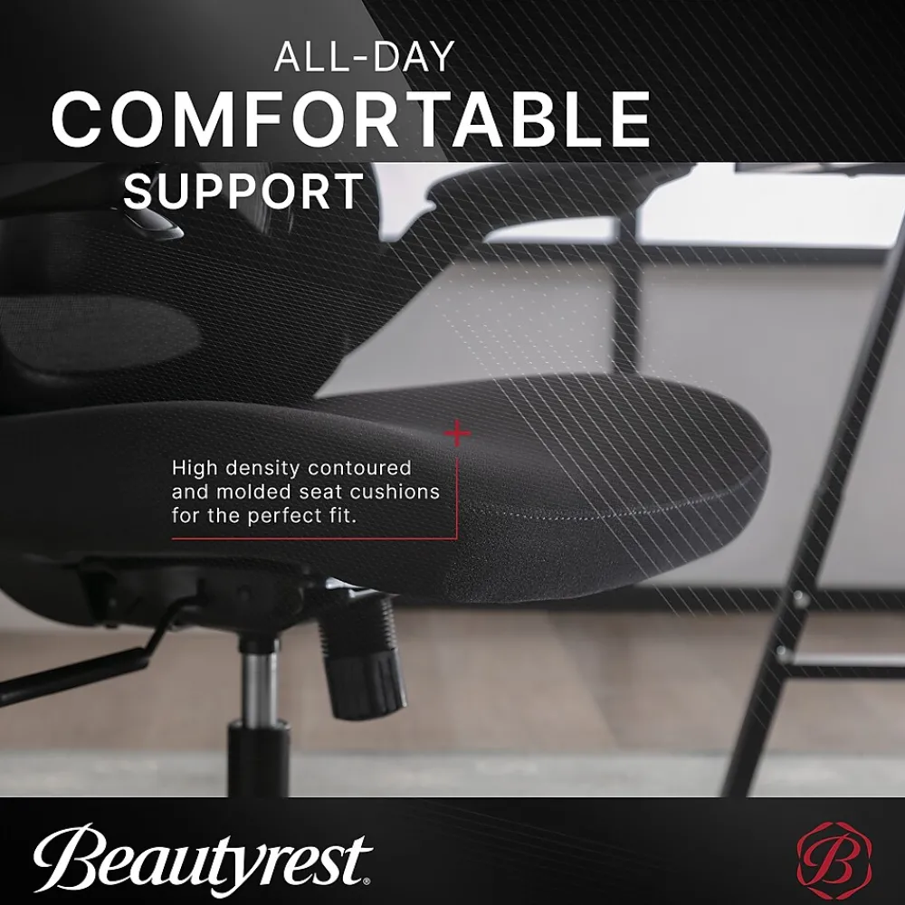 Ergonomic Chairs*Beautyrest ErgoMax Ergonomic Mesh Swivel Task Chair, (60078-BLK) Black
